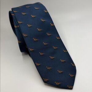 VTG Hathaway for Lord & Taylor Silk Tie Blue Pheasant Motif. Switzerland made